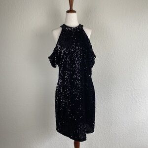 Boston Proper Black Sequin Mini Dress